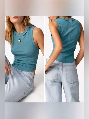 NWOT Free People We The Free Kate Tank - teal - medium